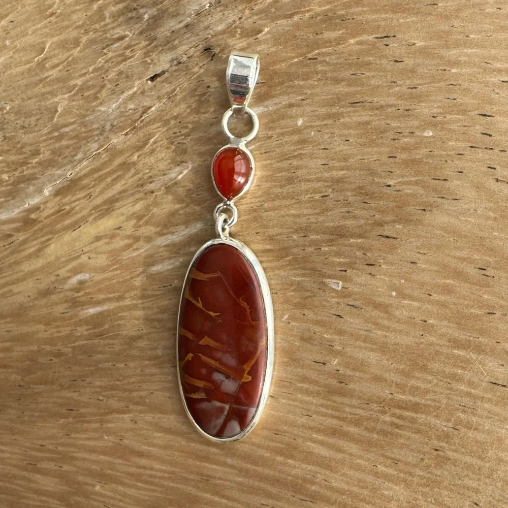 NWOT Sundance Red Dirt Road Pendant, Noreena Jasper, Carnelian, Sterling Silver